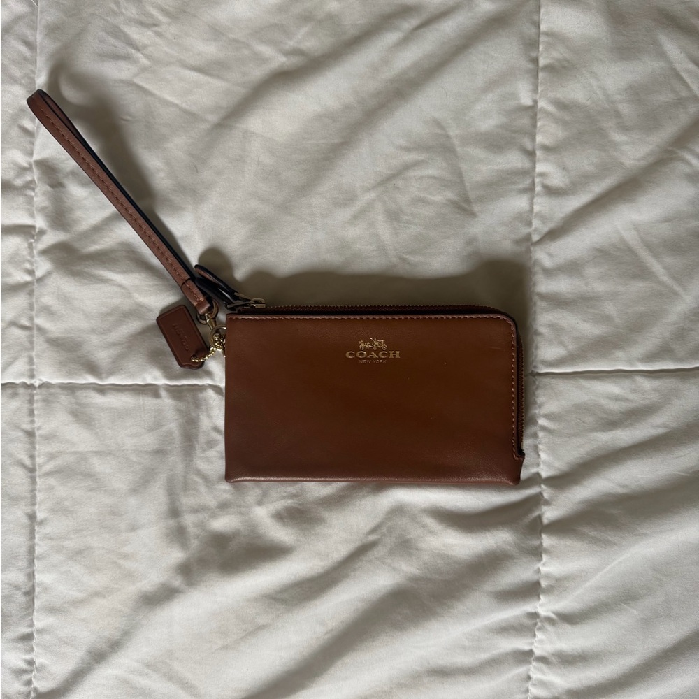 Coach Tan Leather Wristlet